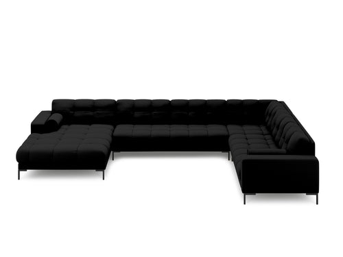 Cosmopolitan Design Panoramische hoekbank rechts Bali 7-zits, structurele stof, zwart - 256x327x75cm
