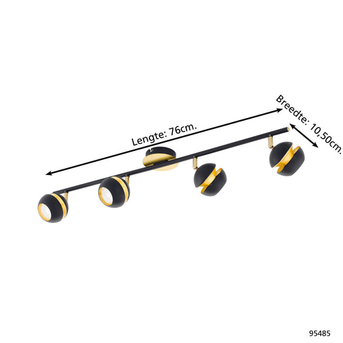EGLO spot Nocito - 4 lichts - zwart, goud - vtwonen shop
