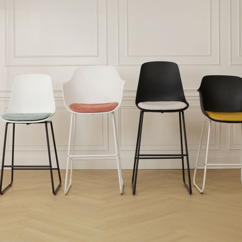 Nolon Nino-Liz Barkruk Zwart - Terracotta Kussen - Wit Frame - 65 cm - vtwonen shop