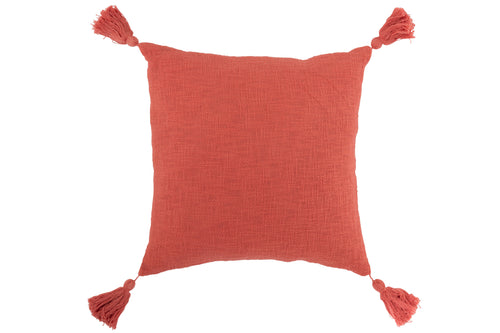 J-Line kussen Gehaakt Kwast - katoen - roze - vtwonen shop