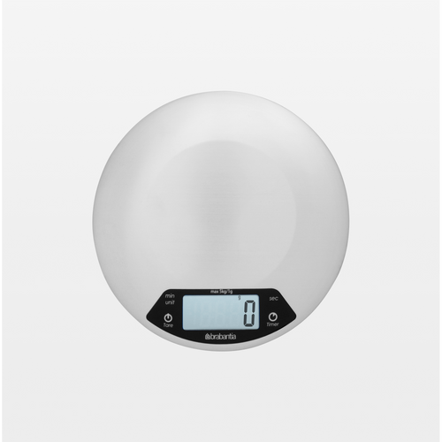 Brabantia Profile Digitale keukenweegschaal rond, met kookwekker - Matt Steel