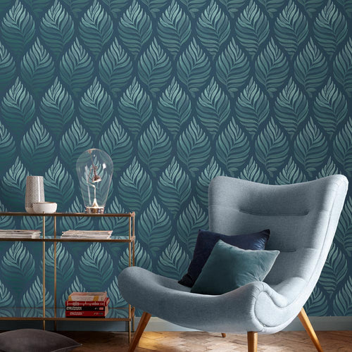 Graham & Brown Vliesbehang - Botanica Blauwgroen
