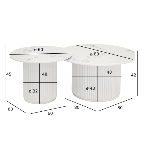 Furnhouse salontafel set Easy - Wit - Ø 60/80 cm