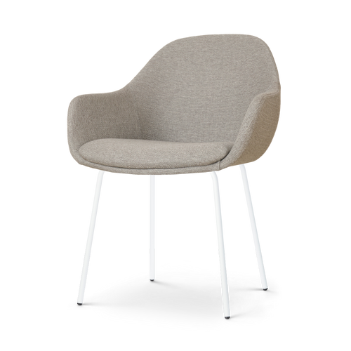 Nolon Nora-Mae Eetkamerstoel Warm Grijs - Armleuning - Witte Poten - vtwonen shop