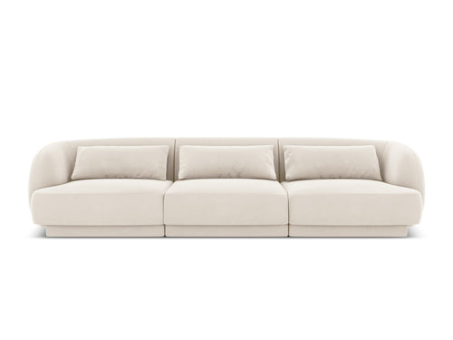 Cosmopolitan Design Bank Tulum 3-zits, flueel, lichtbeige - 90x255x70cm