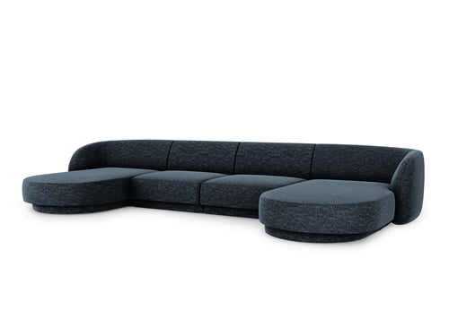 Micadoni Panoramische bank Miley 5-zits, chenille, koningsblauw - 156x330x70cm