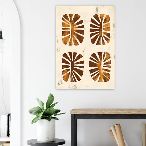 Artfulprints Poster met Lijst Boho – Leaf cutouts   - A4 21x29.7 cm - Bruin