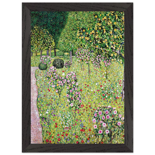 Artfulprints Poster met Lijst Gustav Klimt - Orchard with roses   - A4 21x29.7 cm - Groen