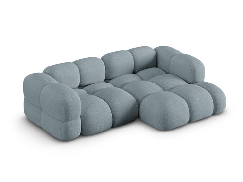 Cosmopolitan Design rechter hoekbank Loretto 3-zits, structurele stof pastelblauw - 147x250x68cm