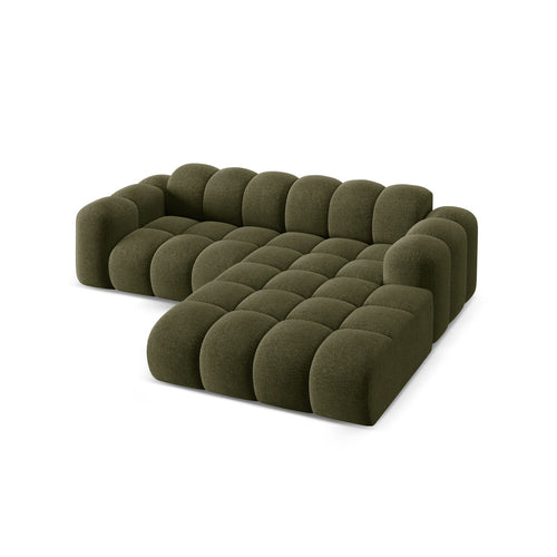 Cosmopolitan Design - Rechter hoekbank Treno 3-zits, chenille groente - 184x240x70cm