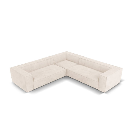 Cosmopolitan Design - Symmetrische hoekbank Turin 5-zits, structurele stof lichtbeige - 280x280x68cm