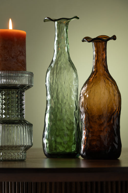 J-Line vaas Openbloeien - glas - groen - medium - 33 cm hoog