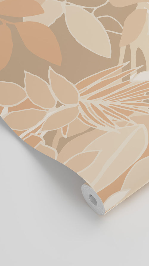 ESTAhome behang bladeren beige en licht terracotta - 50 x 900 cm - 139846 - vtwonen shop