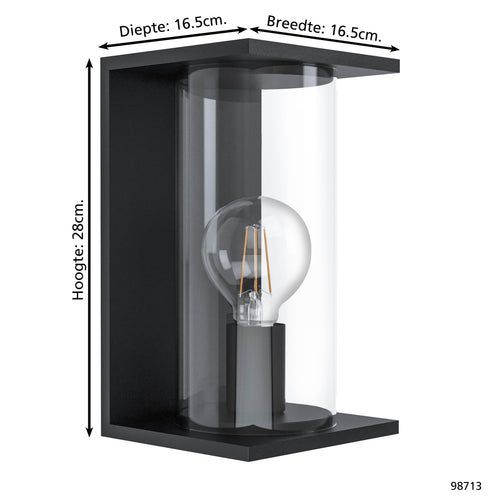 EGLO wandlamp voor buiten Cascinetta - e27 - ip44 - zwart - vtwonen shop