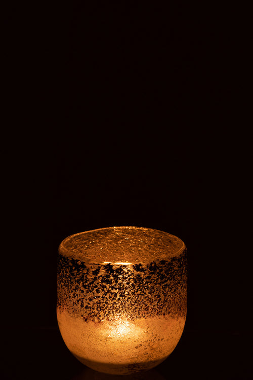 J-Line windlicht Milano - glas - grijs/roze - small