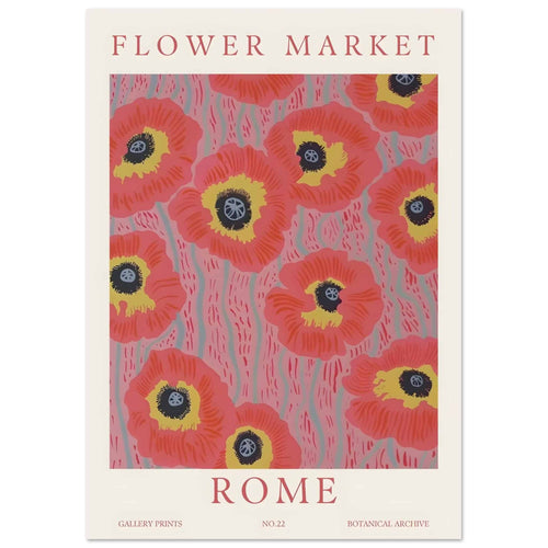 Artfulprints  Flower market - Rome   poster A4 21x29.7 cm - vtwonen shop