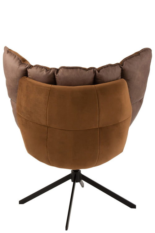 J-Line stoel Relax Kussen Op Frame - textiel/metaal - bruin