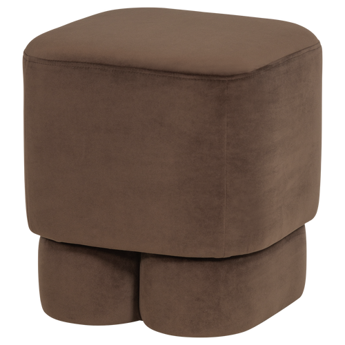 WOOOD poef Valen - Velvet - Bruin - 42x40x40