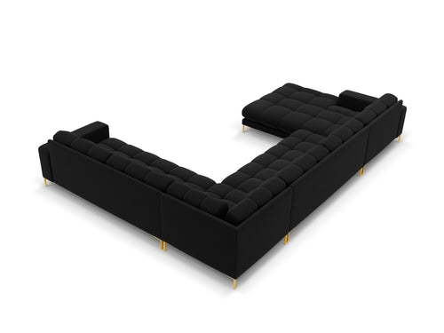 Cosmopolitan Design Panoramische hoekbank rechts Bali 7-zits, flueel, zwart - 256x327x75cm
