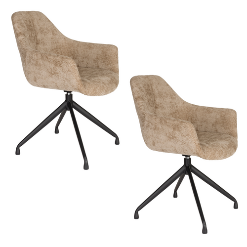 Housecraft Living Wiz Eetkamerstoelen Draaibaar Bruin - Set van 2 - vtwonen shop