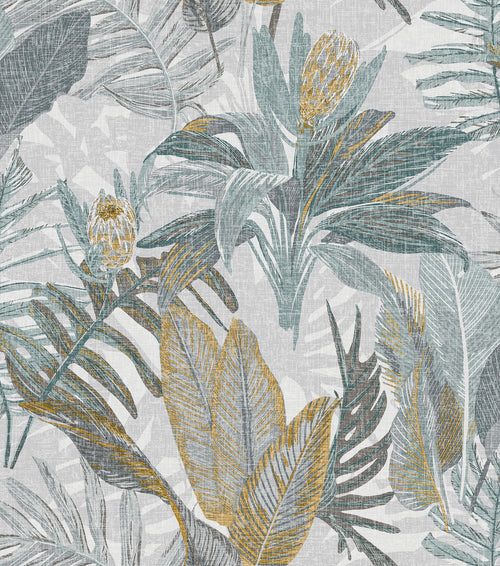 Sanders & Sanders behang bladeren vergrijsd blauw en geel - 53 cm x 10 m - 640238 - vtwonen shop