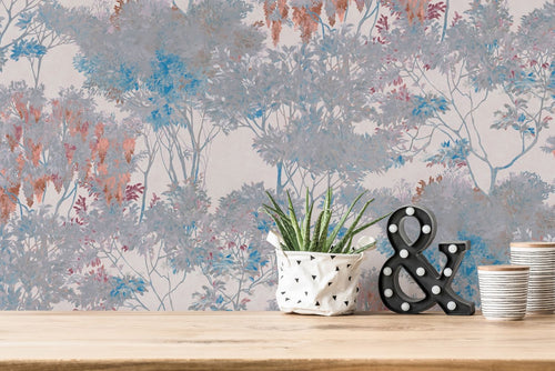 Livingwalls behang bloemmotief meerkleurig, wit, grijs, blauw en roze - 53 cm x 10.05 m - AS-391732 - vtwonen shop