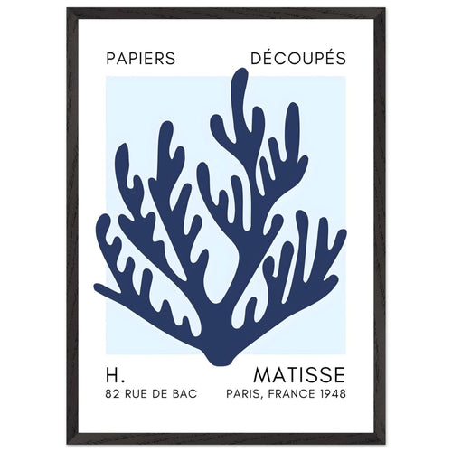 Artfulprints Poster met Lijst Matisse – Coral harmony navy blue I   - 50x70 cm - Blauw