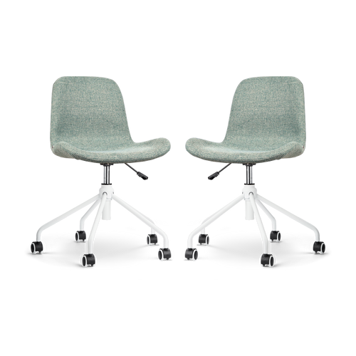 Nolon Nout-Fé Bureaustoelen Set van 2 - Zacht groen - Wit Onderstel