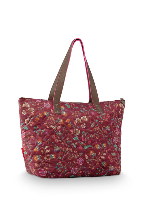 Pip Studio Tilda Tote Bag Medium Flora Bangalore Dames - Donkerroze - 47x17x37 cm