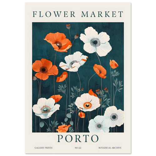 Artfulprints Poster met Lijst Flower market - Porto   - 50x70 cm - Meerkleurig