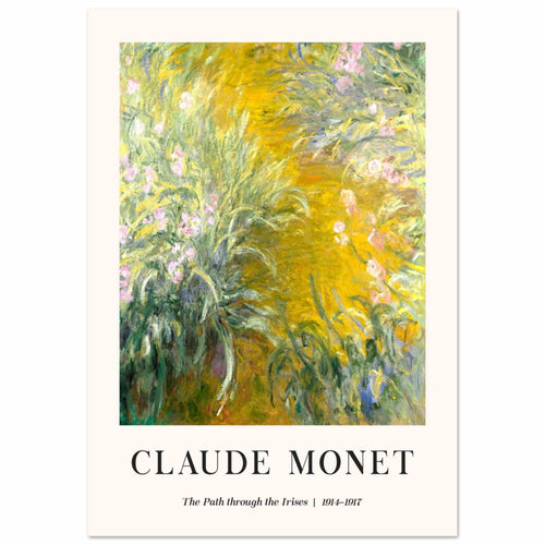 Artfulprints Poster met Lijst Claude Monet - The path through the irisis   - 50x70 cm - Groen