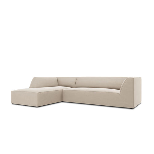 Cosmopolitan Design - Modulaire hoekbank links Siena 4-zits, flueel beige - 180x273x69cm