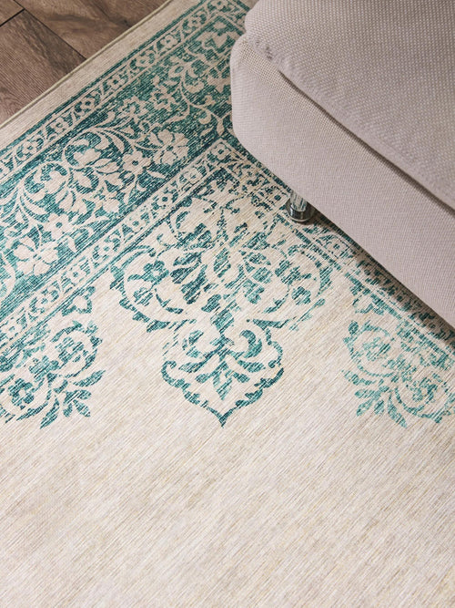 benuta wasbaar vloerkleed Laury - turkoois - 160x230 cm