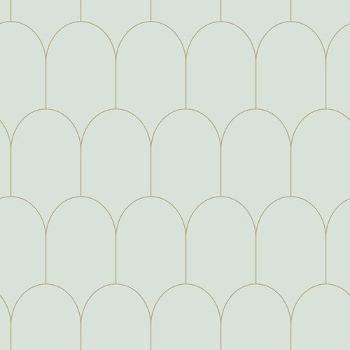 ESTAhome behang art deco motief mintgroen en goud - 53 cm x 10.05 m - 139202
