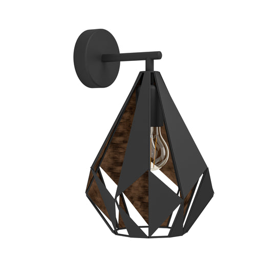 EGLO wandlamp Carlton 1 - e27 - 33 cm - zwart/koper - vtwonen shop