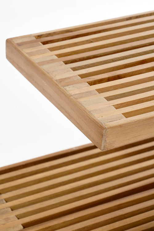 Mica Decorations Josha Wandplank Zwevend - Set van 2 - L80 x B21 x H20 cm - Gerecycled Hout - Bruin