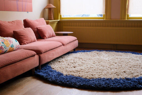 Interieur05 vloerkleed Pilo - hoogpolig - beige/blauw - Ø200 cm - vtwonen shop
