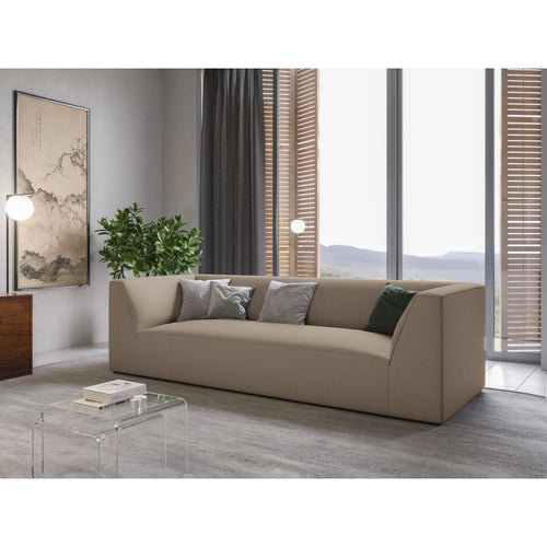 Cosmopolitan Design - Bank Siena 3-zits, structurele stof donkerbeige - 92x232x69cm