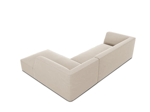 Micadoni rechter hoekbank Ruby 4-zits, flueel, beige - 180x273x69cm