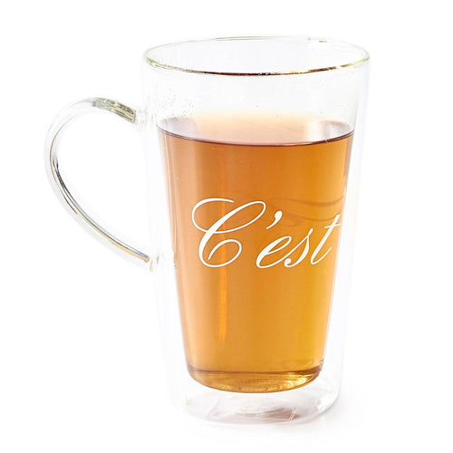 Rivièra Maison C'est Chaud Mug XL - Glas - Transparant - vtwonen shop