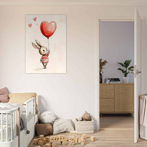 Artfulprints  Konijn met hartjesballon   poster 30x40 cm - vtwonen shop