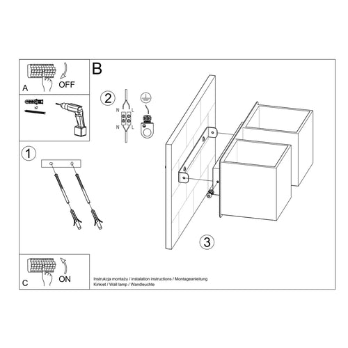 Sollux Lighting Wandlamp QUAD 2 grijs - 26x12x11cm