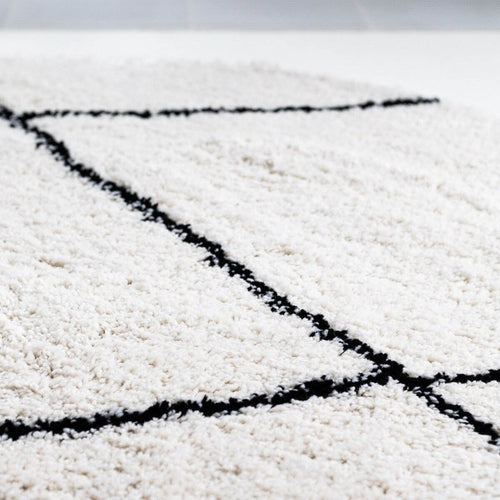 Interieur05 Berber Rond vloerkleed hoogpolig Wit/Zwart - scandinavisch - nea - 200 x 200 cm - vtwonen shop