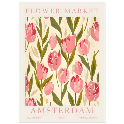 Artfulprints Poster Flower market - Amsterdam IV   - 50x70 cm - Roze