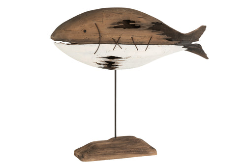 J-Line decoratie Vis Paulownia - hout - bruin/wit - vtwonen shop