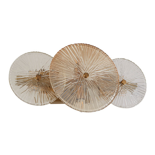 Searchlight Wagon Wheel Wand/Flush met 6 lampen, brons-amber glas