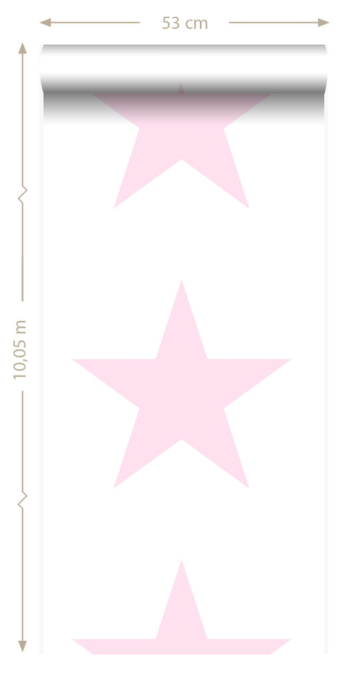 Origin Wallcoverings behang grote ster poederroze en mat wit - 53 cm x 10.05 m - 347505