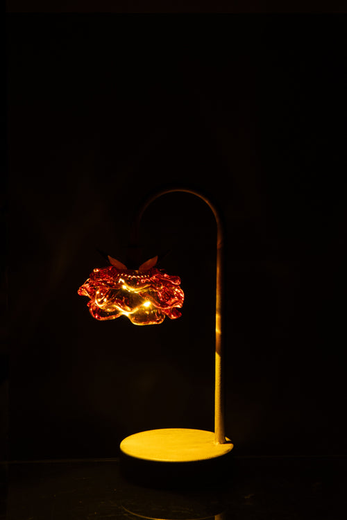 J-Line lamp Bloem - ijzer - oranje/wit - small - LED lichtjes