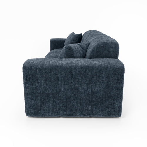 Premium Interiors - Bank COCOON - gewaafd fluweel minerale blauw 230cm