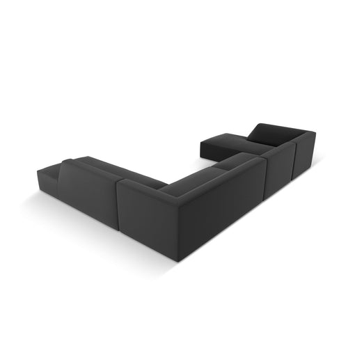 Cosmopolitan Design - Modulaire panoramische hoekbank rechts Siena 7-zits, imitatieleer zwart - 273x366x69cm